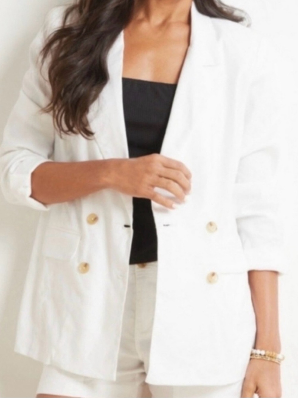 Evereve Women's Ivory/Cream Linen Blazer Jacket